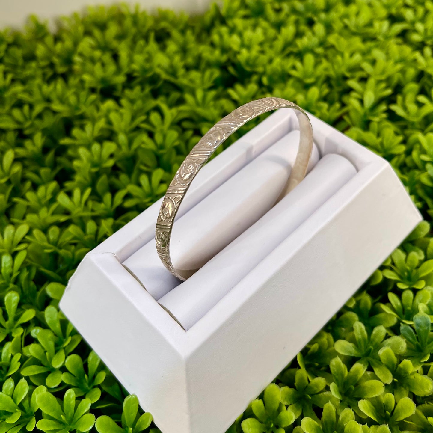 Vintage Sterling Silver Rose Filigree Bangle