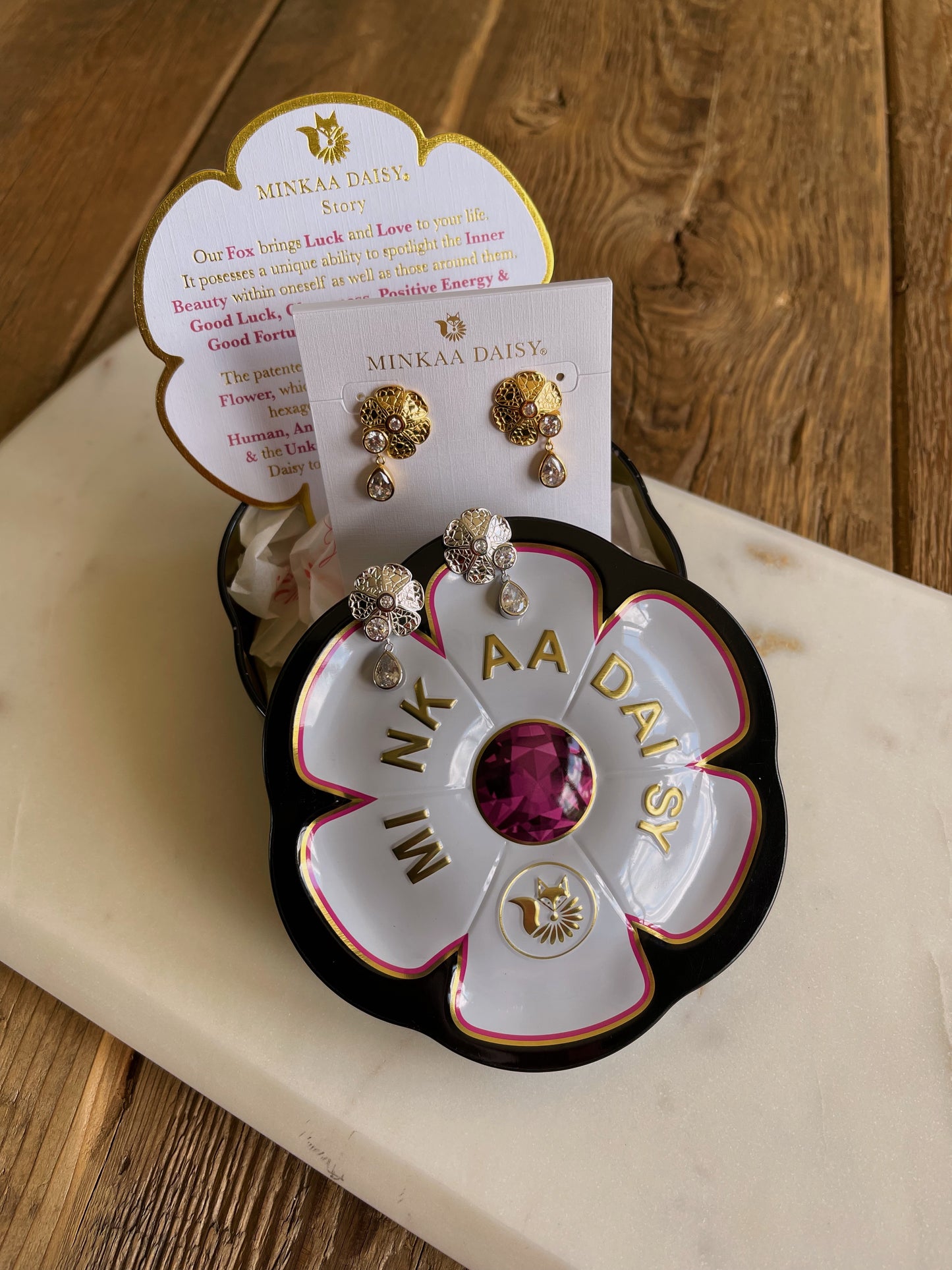 Collette Pear Drop Daisy Stud Earrings
