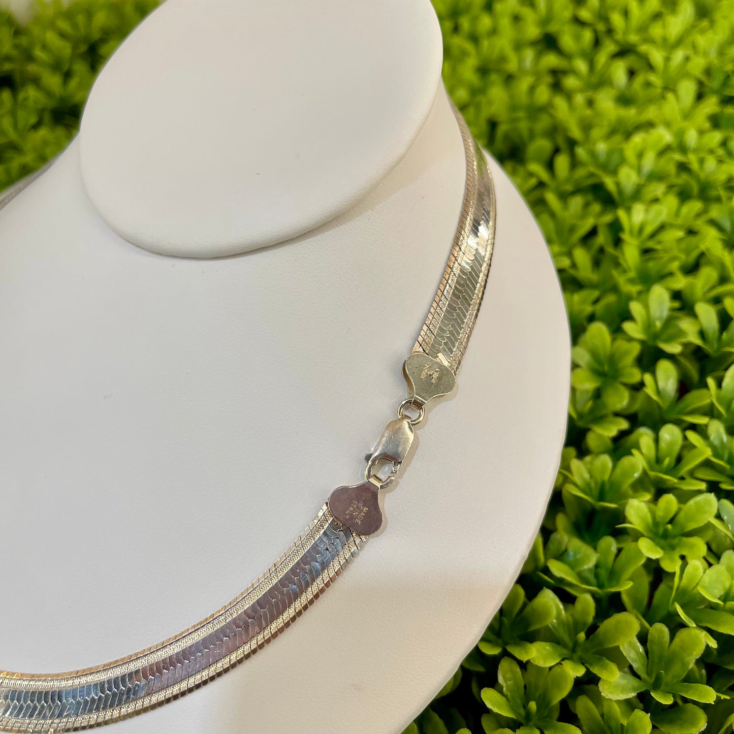 Vintage Italian Sterling Silver Reversible Herringbone Chain