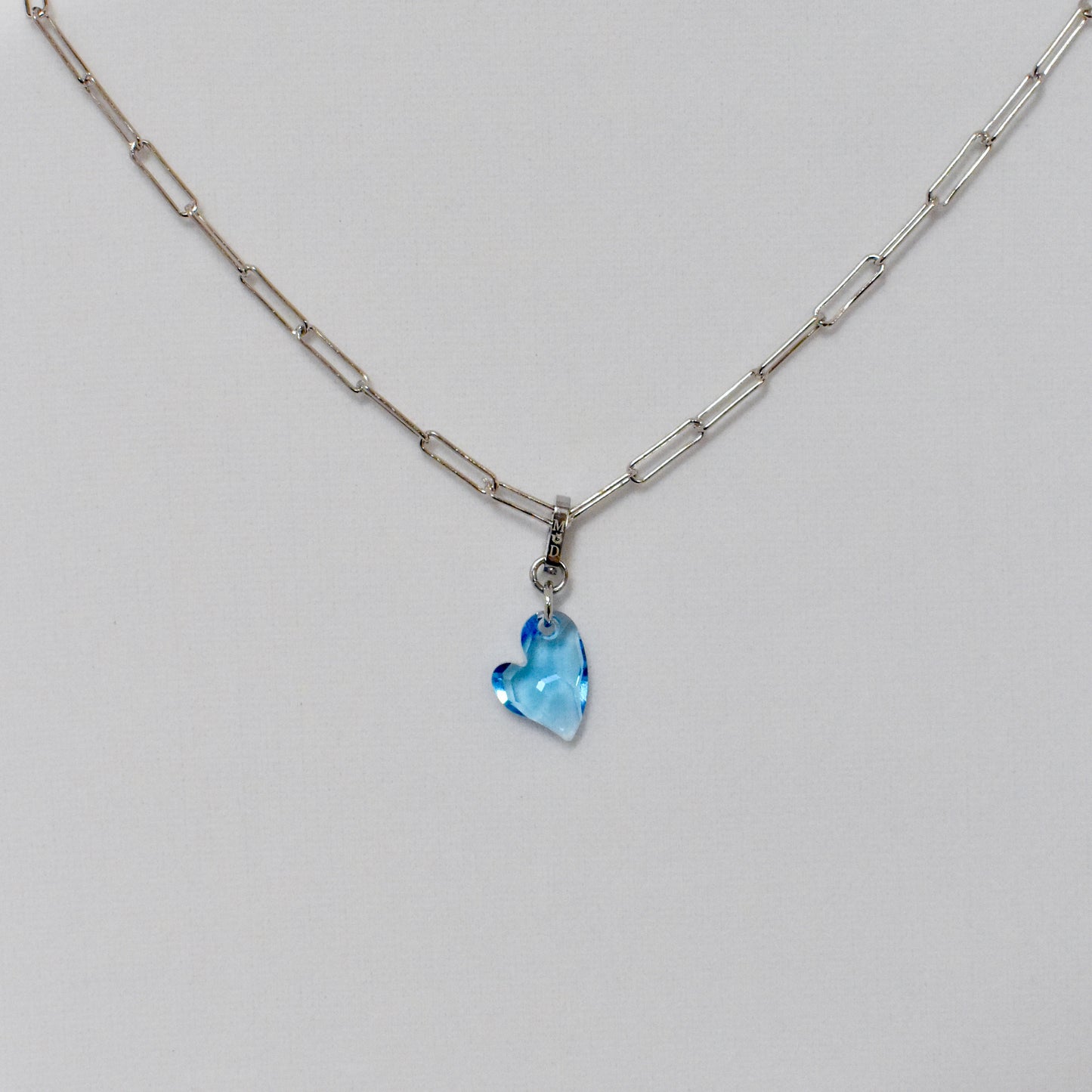 Ari Small Cupid Crystal Heart Necklace on Paperclip