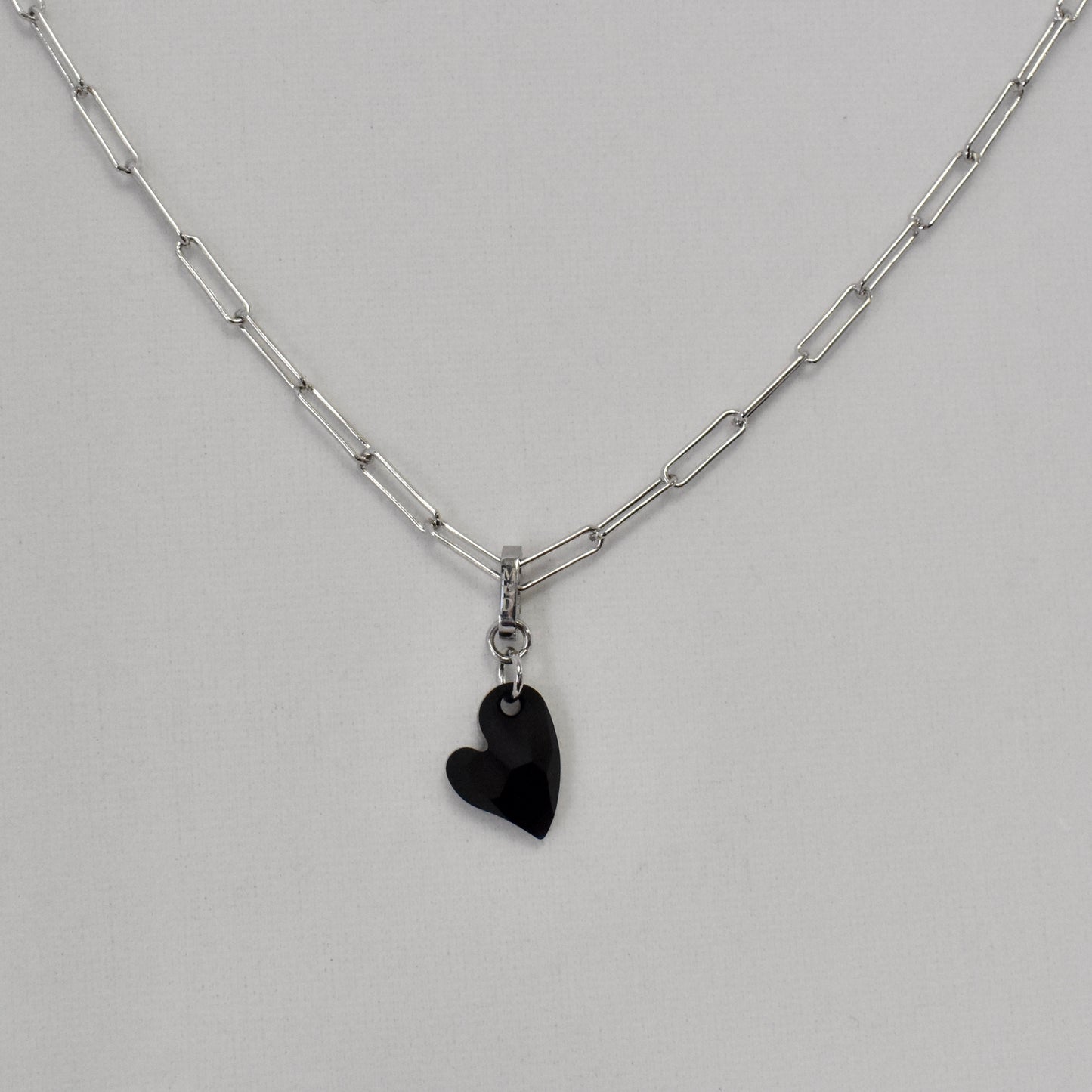 Ari Small Cupid Crystal Heart Necklace on Paperclip