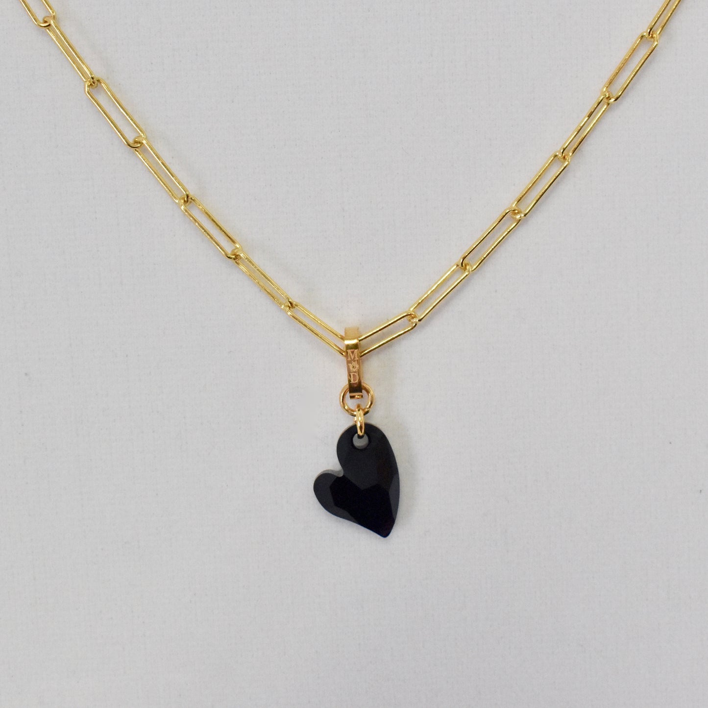 Ari Small Cupid Crystal Heart Necklace on Paperclip