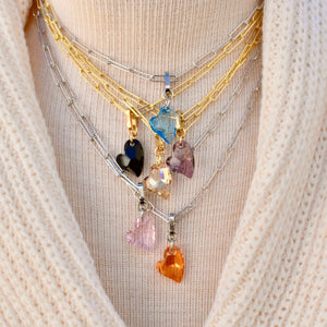 Ari Small Cupid Crystal Heart Necklace on Paperclip