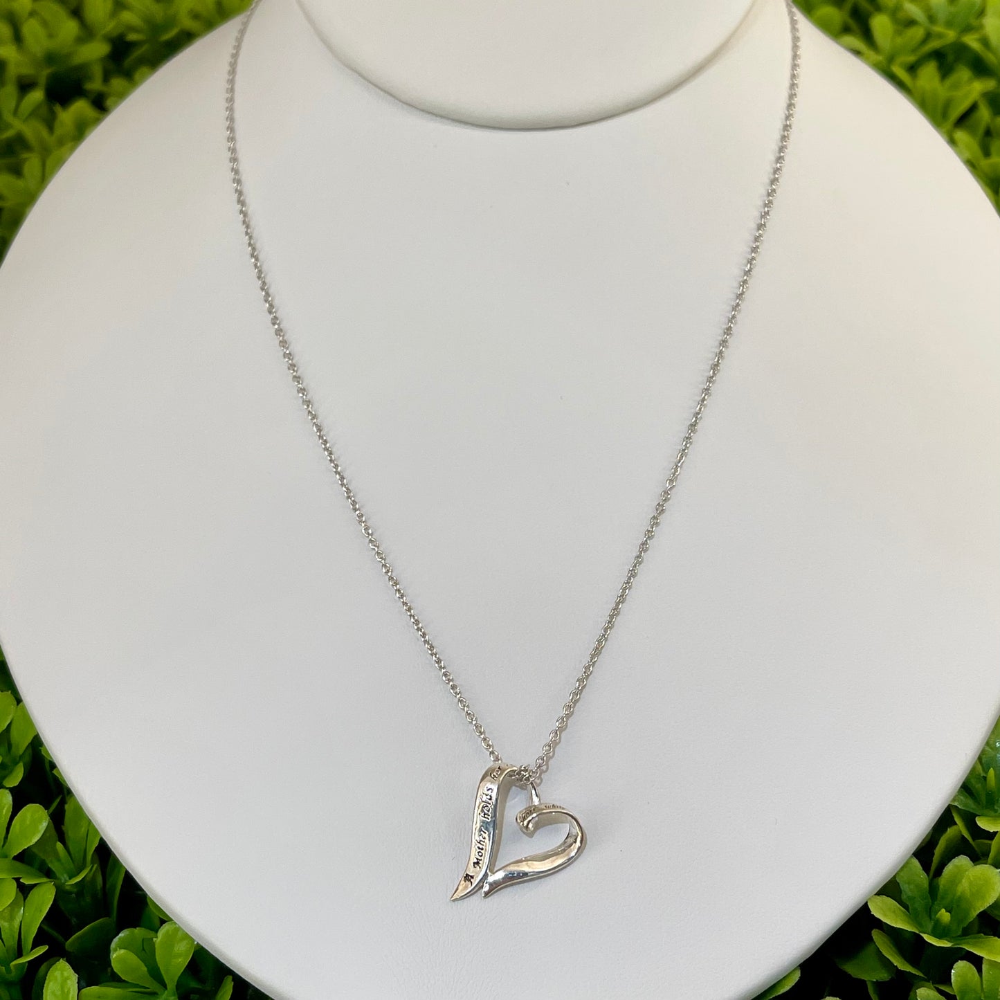 Vintage Sterling Silver Mother Saying Heart Necklace