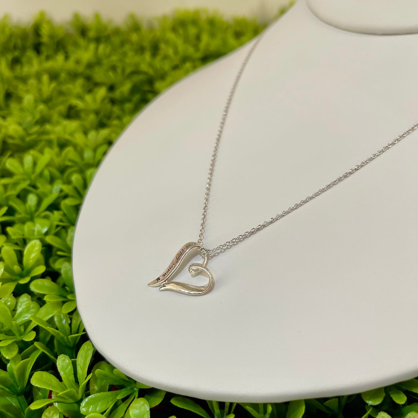 Vintage Sterling Silver Mother Saying Heart Necklace