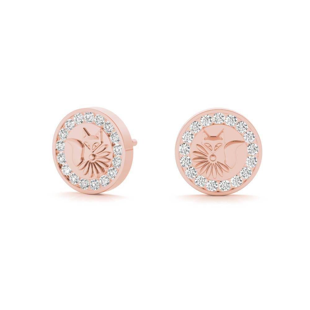 fox stud earrings lucky nine tail