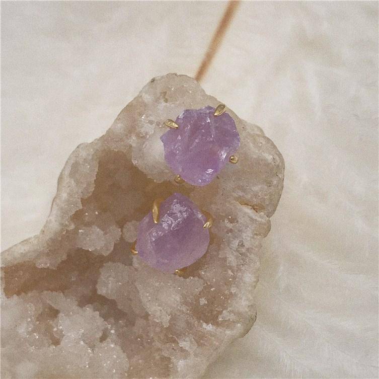 Raw Gemstone Earrings - Minkaa Daisy