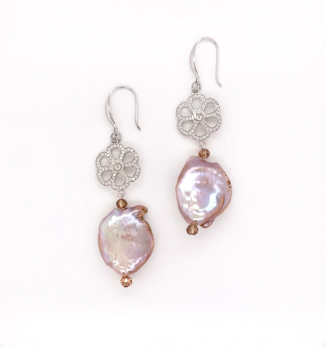 Sterling Silver Kashy Pearl Breeze Dangle Earrings - Minkaa Daisy