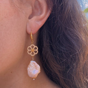 Sterling Silver Kashy Pearl Breeze Dangle Earrings - Minkaa Daisy