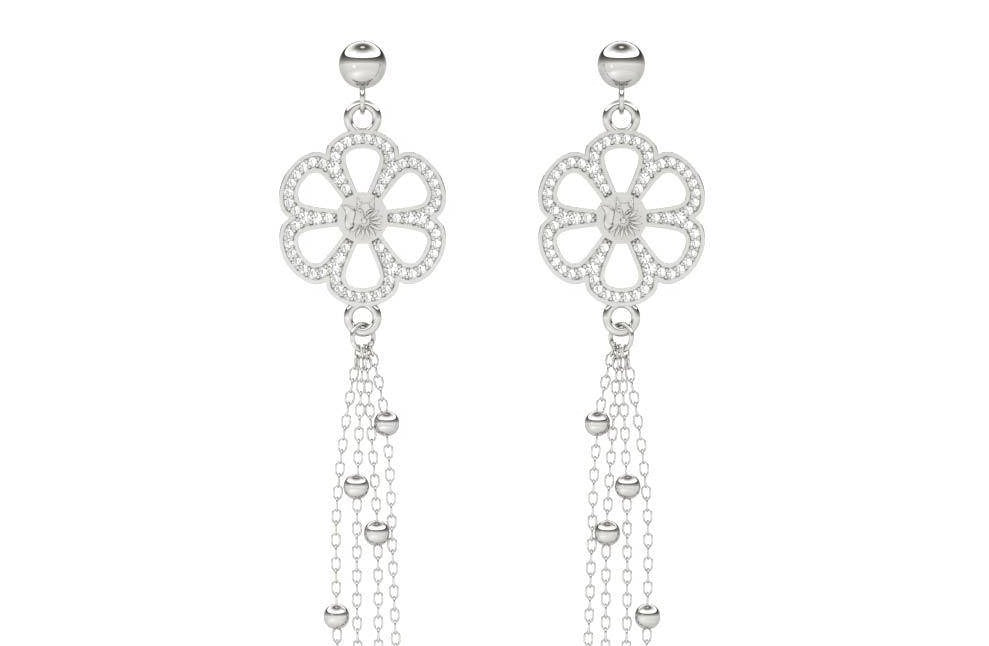 Sterling Silver Micro Ferris Wheel Chain Reaction Earring - Minkaa Daisy