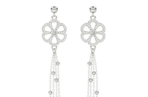 Sterling Silver Micro Ferris Wheel Chain Reaction Earring - Minkaa Daisy