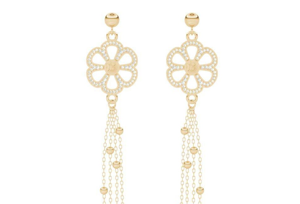 Sterling Silver Micro Ferris Wheel Chain Reaction Earring - Minkaa Daisy