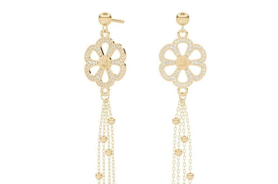 Sterling Silver Micro Ferris Wheel Chain Reaction Earring - Minkaa Daisy