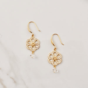 Sterling Silver Micro Ferris Wheel Earring with Herkimer Diamond - Minkaa Daisy