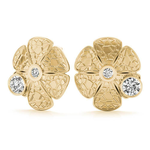 Sterling Silver Passionate Crackle Daisy Stud Earrings - Minkaa Daisy