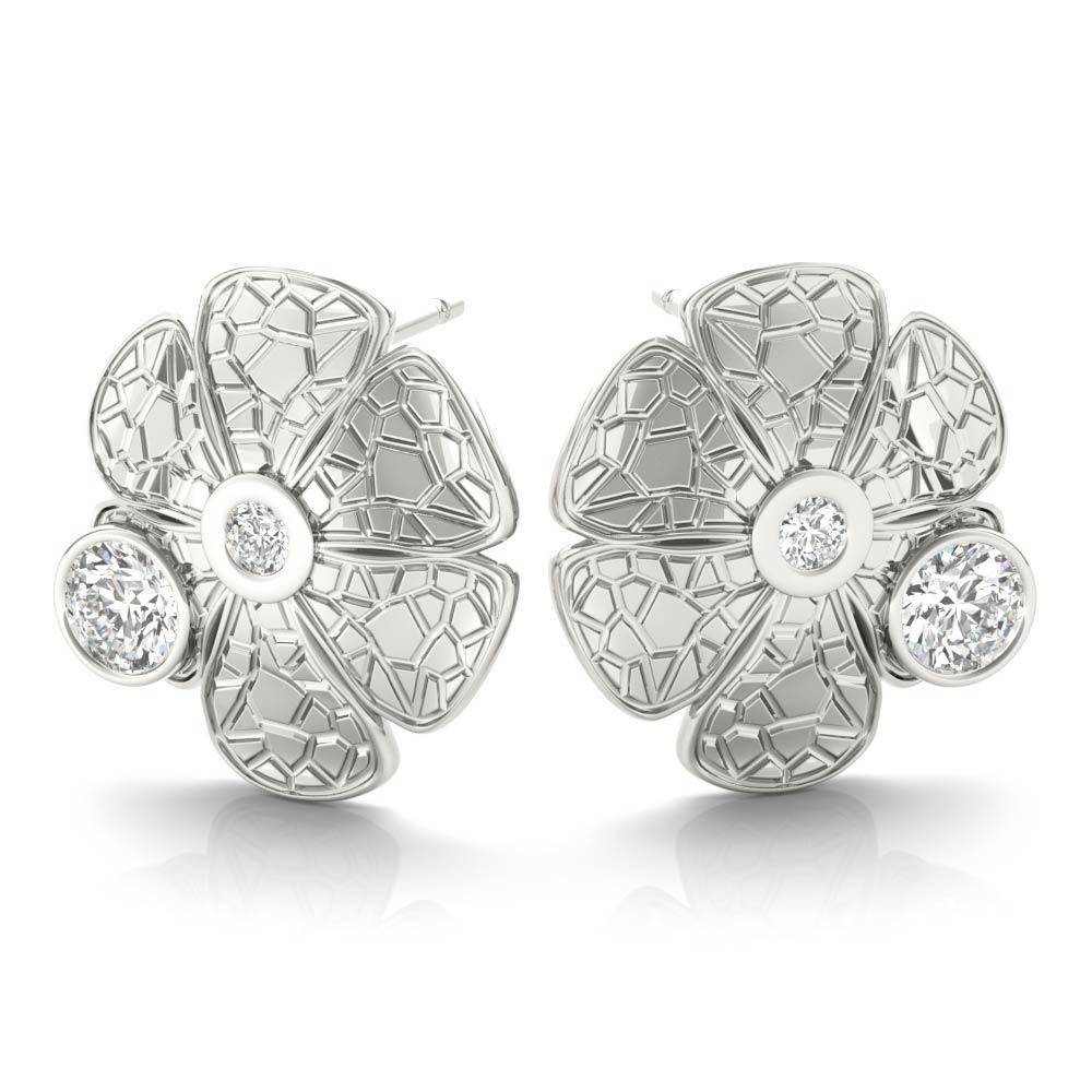 Sterling Silver Passionate Crackle Daisy Stud Earrings - Minkaa Daisy
