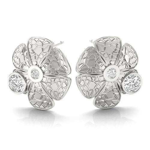 Sterling Silver Passionate Crackle Daisy Stud Earrings - Minkaa Daisy