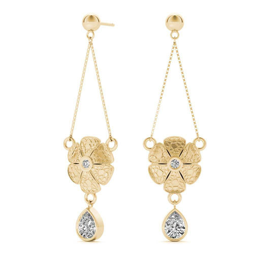Sterling Silver Passionate & Pear Daisy Long Earrings - Minkaa Daisy