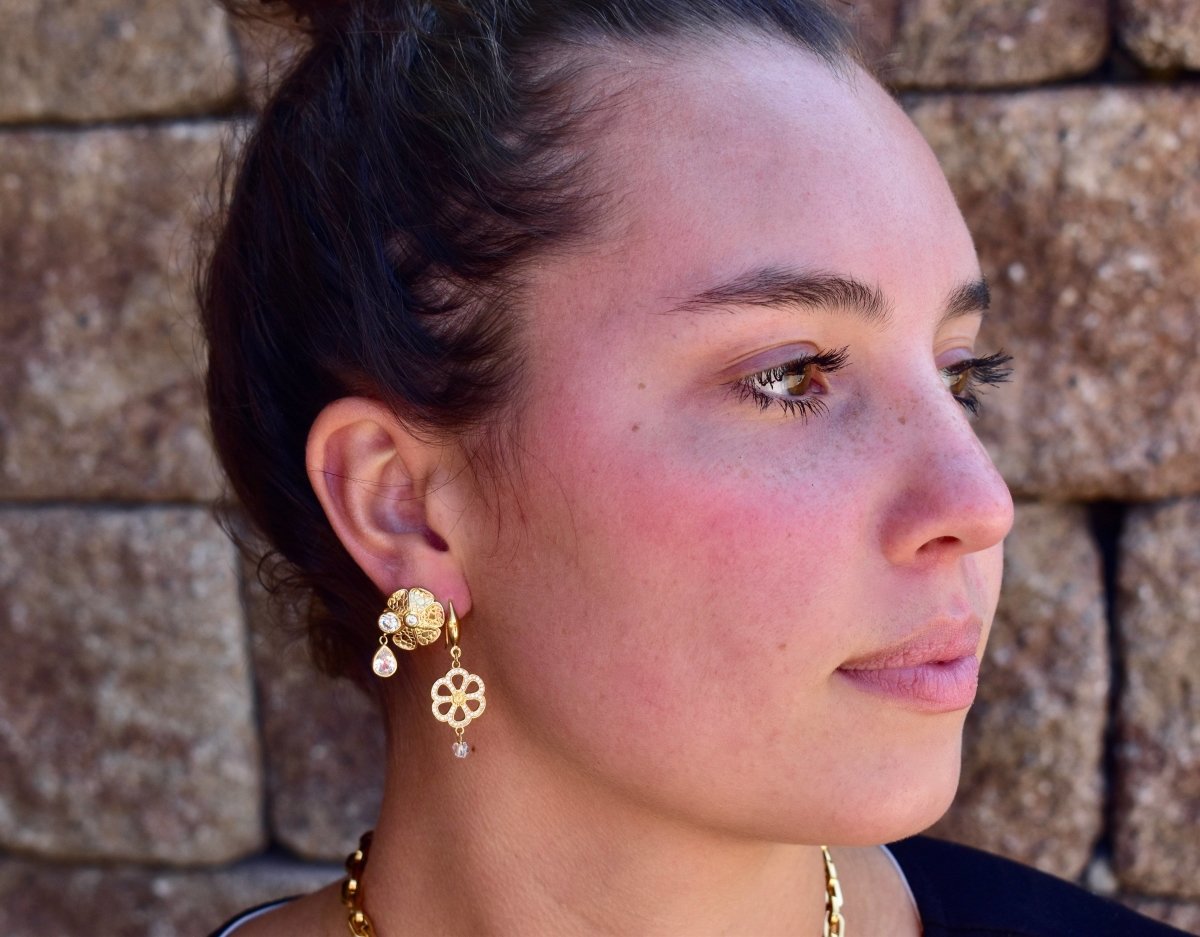 Sterling Silver Passionate & Pear Dazzling Daisy Stud Earring - Minkaa Daisy