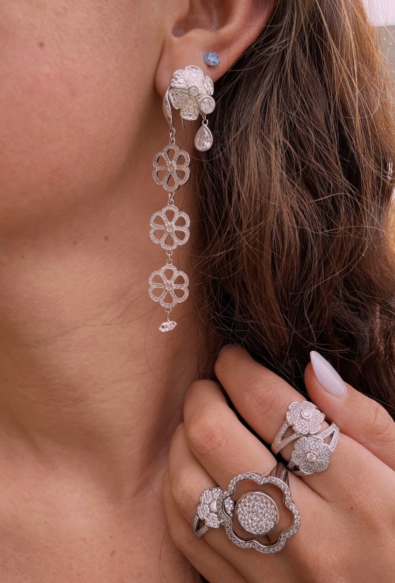 Sterling Silver Passionate & Pear Dazzling Daisy Stud Earring - Minkaa Daisy