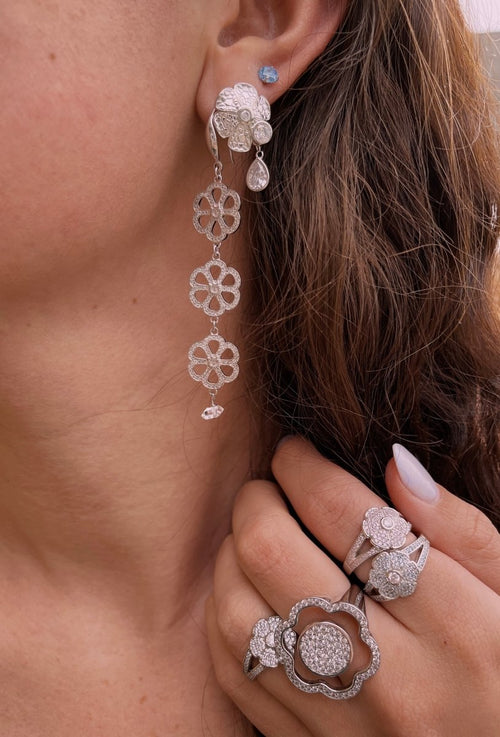 Sterling Silver Passionate & Pear Dazzling Daisy Stud Earring - Minkaa Daisy