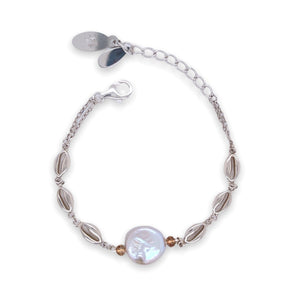 Sterling Silver Shelly Coin Pearl Bracelet - Minkaa Daisy