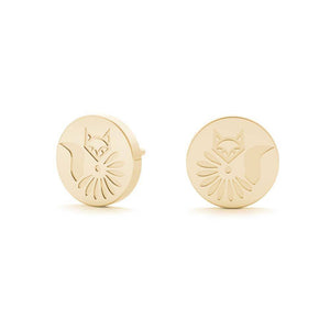 Sterling Silver Sleek Minimalist Stud Fox Earrings - Minkaa Daisy