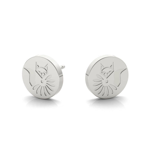 Sterling Silver Sleek Minimalist Stud Fox Earrings - Minkaa Daisy