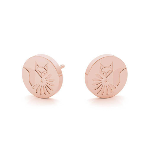 Sterling Silver Sleek Minimalist Stud Fox Earrings - Minkaa Daisy