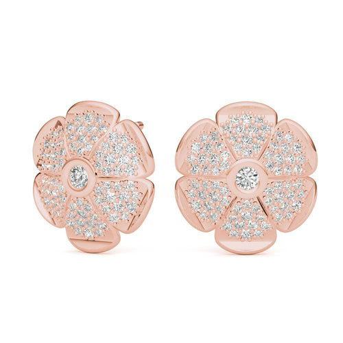Sterling Silver Sparkling Pave Daisy Earring - Minkaa Daisy