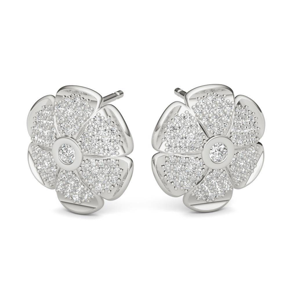 Sterling Silver Sparkling Pave Daisy Earring - Minkaa Daisy