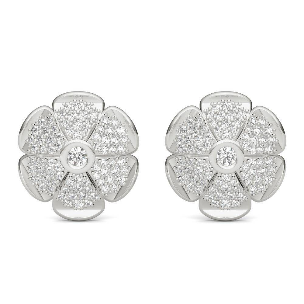 Sterling Silver Sparkling Pave Daisy Earring - Minkaa Daisy