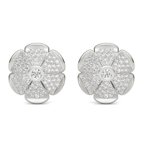 Sterling Silver Sparkling Pave Daisy Earring - Minkaa Daisy