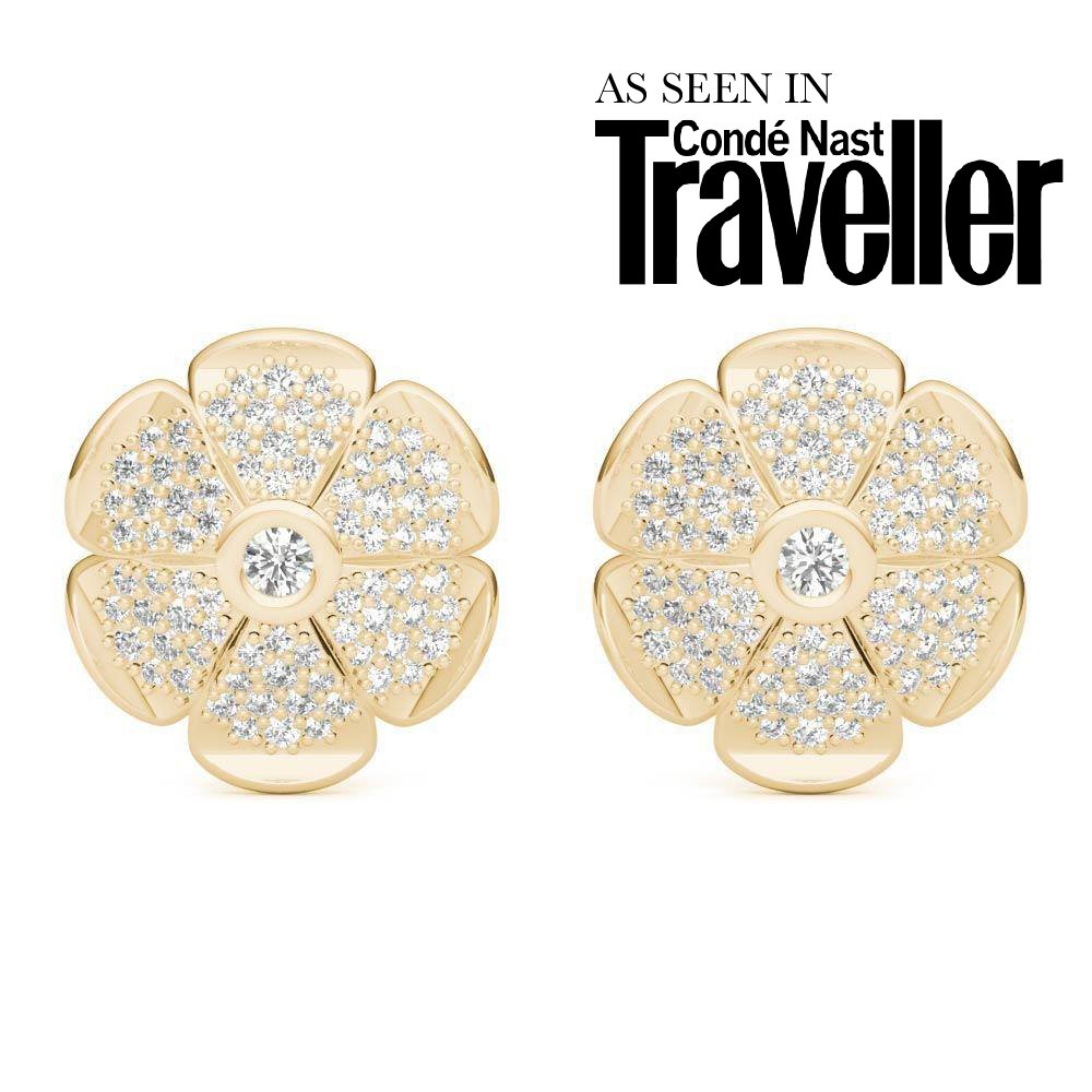 Sterling Silver Sparkling Pave Daisy Earring - Minkaa Daisy