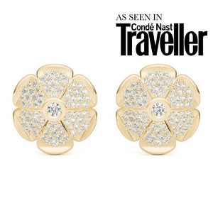 Sterling Silver Sparkling Pave Daisy Earring - Minkaa Daisy