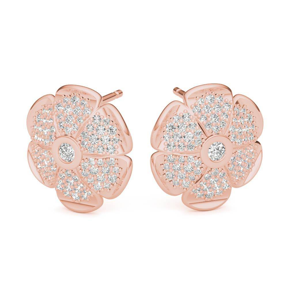 Sterling Silver Sparkling Pave Daisy Earring - Minkaa Daisy