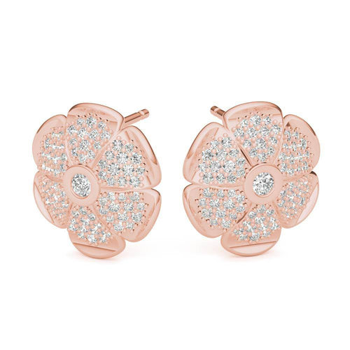 Sterling Silver Sparkling Pave Daisy Earring - Minkaa Daisy