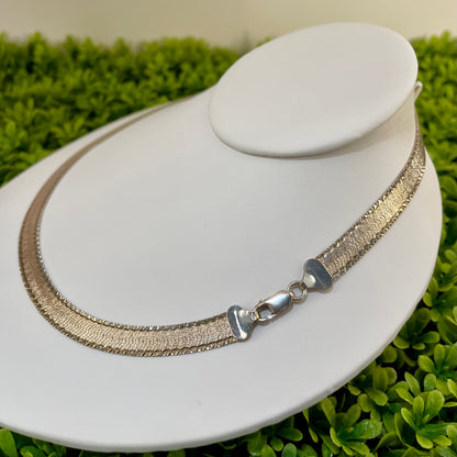 Vintage Sterling Silver Reversible Herringbone Chain