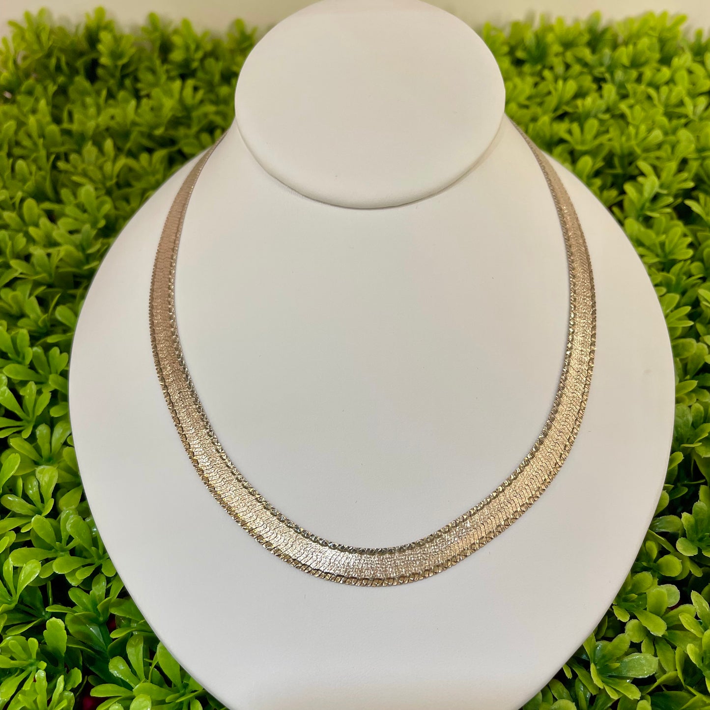 Vintage Sterling Silver Reversible Herringbone Chain