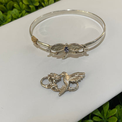 Vintage Sterling Silver & 14K Swap Top Bangle (3 Piece Set)