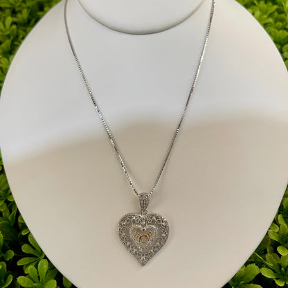 Vintage Sterling Silver 'MOM' Heart Necklace