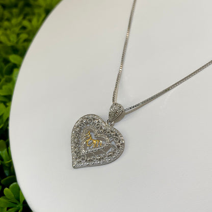 Vintage Sterling Silver 'MOM' Heart Necklace