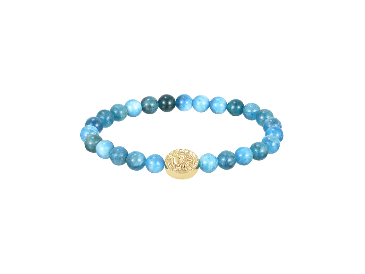 Sailor Beaded Genuine Gemstone & Fox Medallion Stretch Bracelets