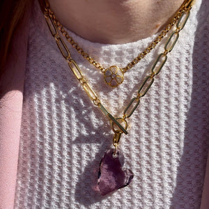 Ari Mega Cupid Crystal Heart Toggle Necklace