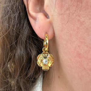 Smooth Removable Daisy Charm Hoop Earrings