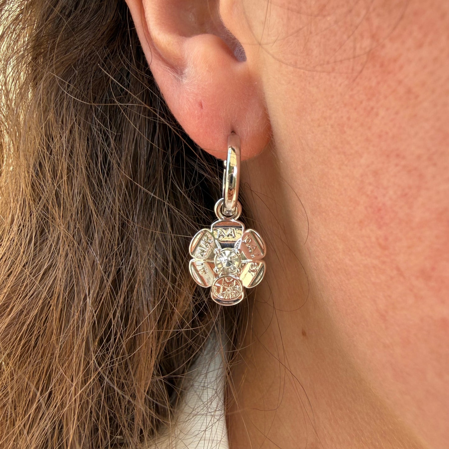 Smooth Removable Daisy Charm Hoop Earrings