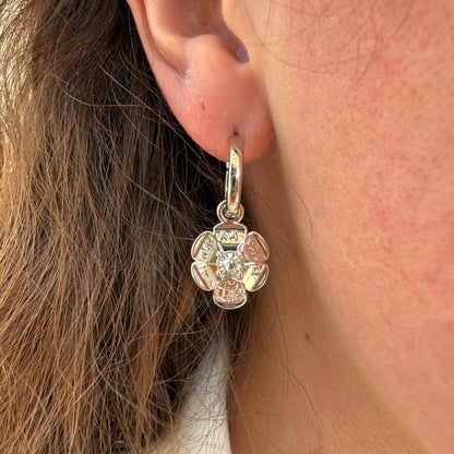 Smooth Removable Daisy Charm Hoop Earrings