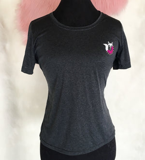 Athletic Dark Gray Pink & White Logo Short Sleeve Shirt