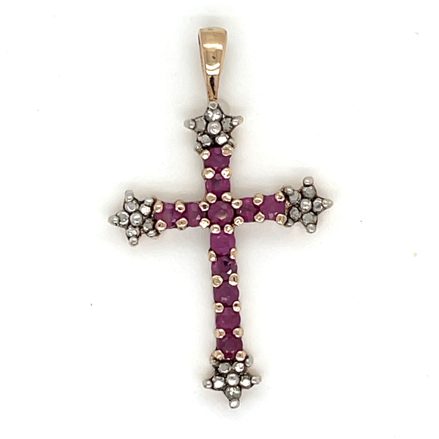 Vintage Sterling Silver Ruby Cross Necklace