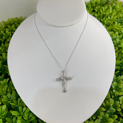 Vintage 14k White Gold Cross Necklace